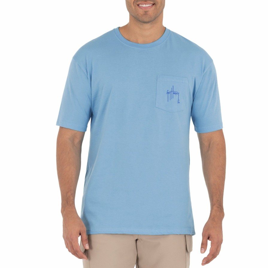 Mens Intradeco T-Shirts & Tank Tops | Men'S Florida Mahi Short Sleeve Pocket Blue T-Shirt