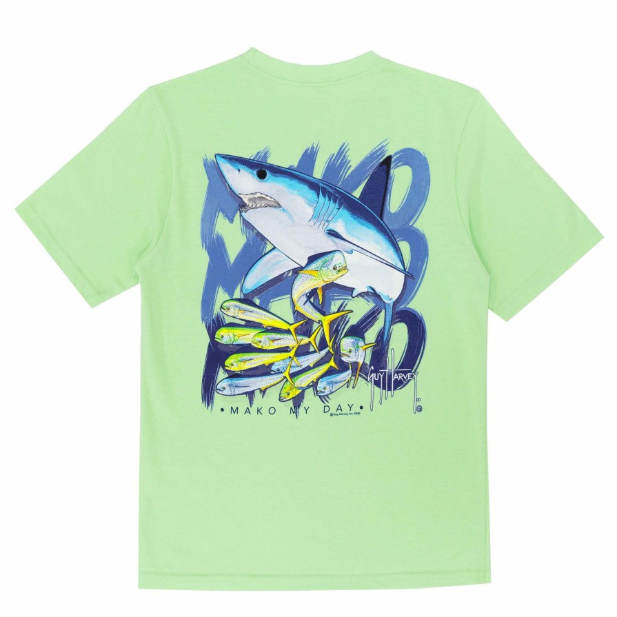 Kids Intradeco | Kids Blue Pointer Short Sleeve Green T-Shirt