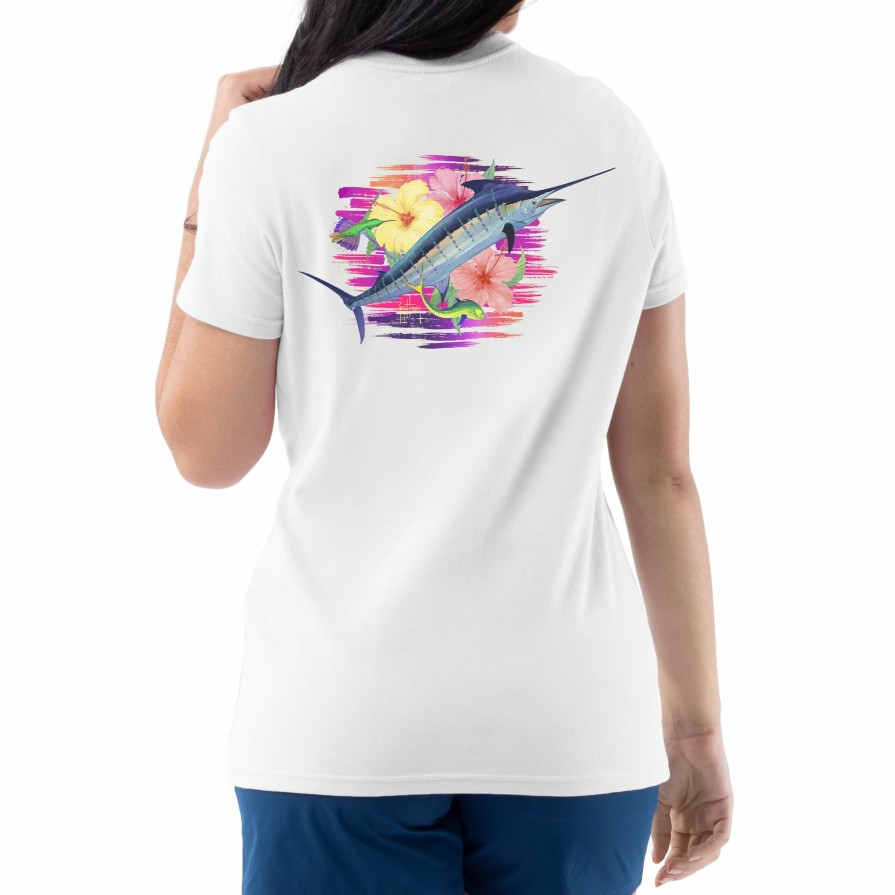 Womens Intradeco T-Shirts & Tank Tops | Ladies Flipping Flowers Short Sleeve V-Neck T-Shirt