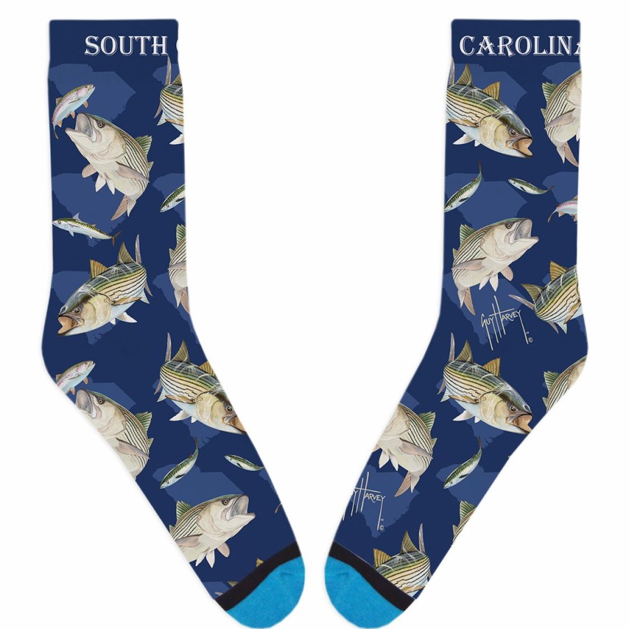 Mens Intradeco Socks | Guy Harvey South Carolina Striped Bass Socks