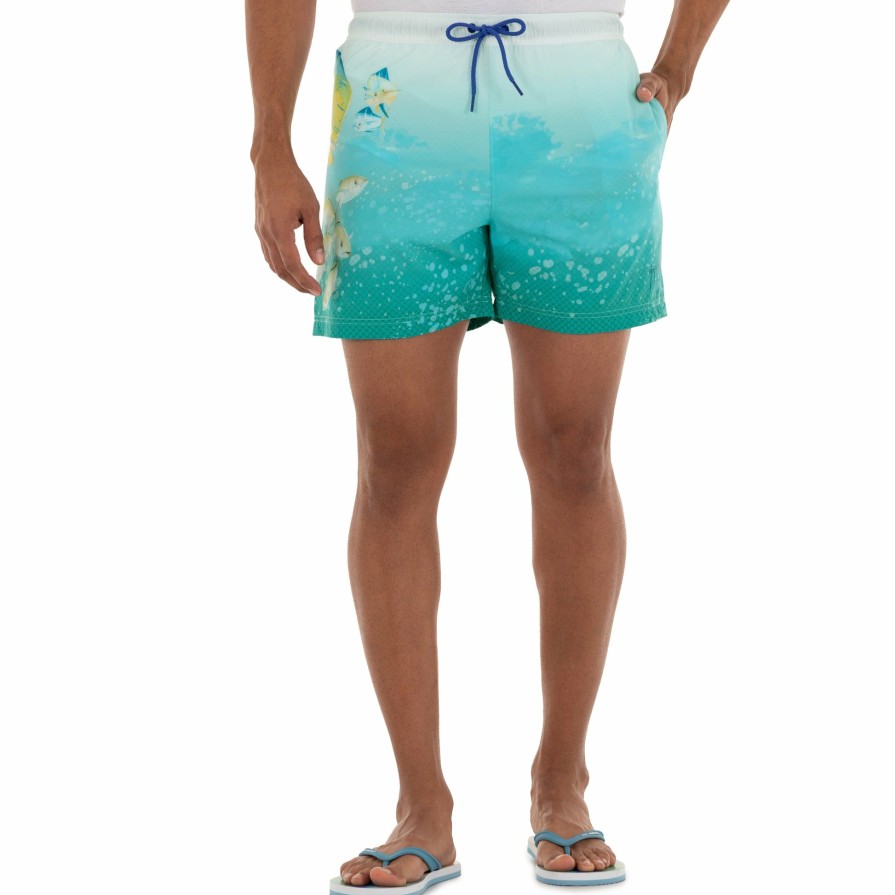 Mens Intradeco Swim Trunks | Men'S Texture Mahi 5" Volley Swim Trunk