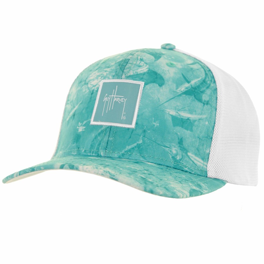 Womens Intradeco Hats & Visors | Ladies Saltwater All Over Performance Flex Fitted Trucker Hat