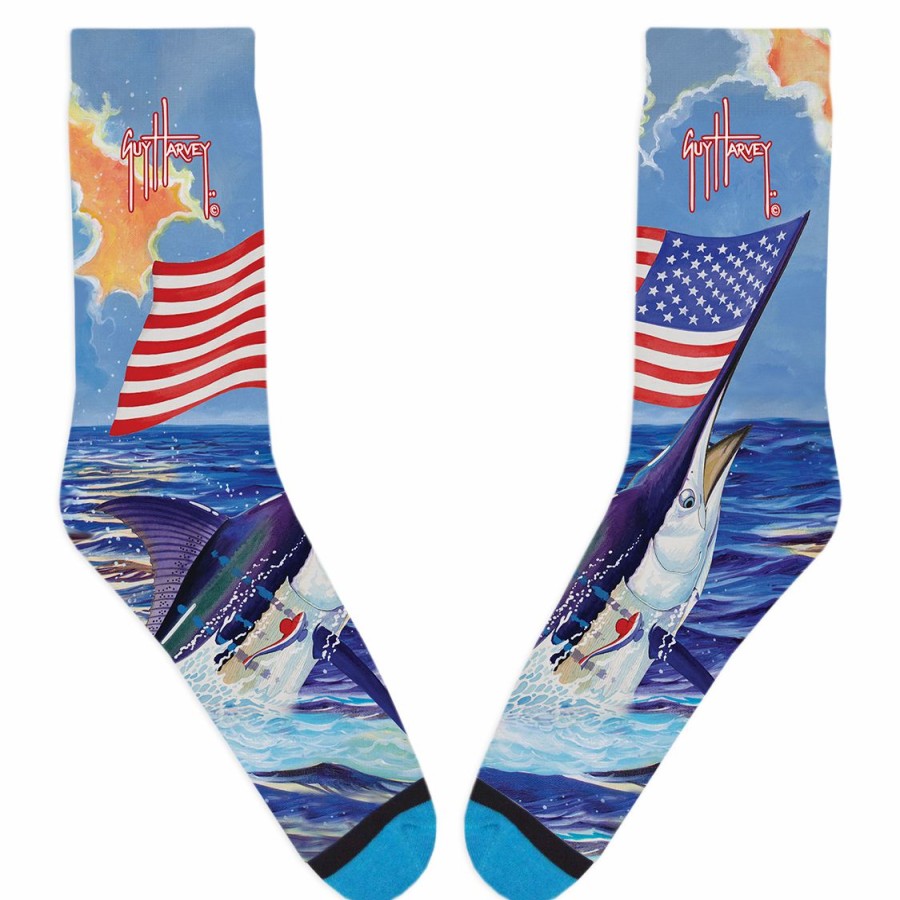 Mens Intradeco Socks | Guy Harvey Americana Marlin Socks