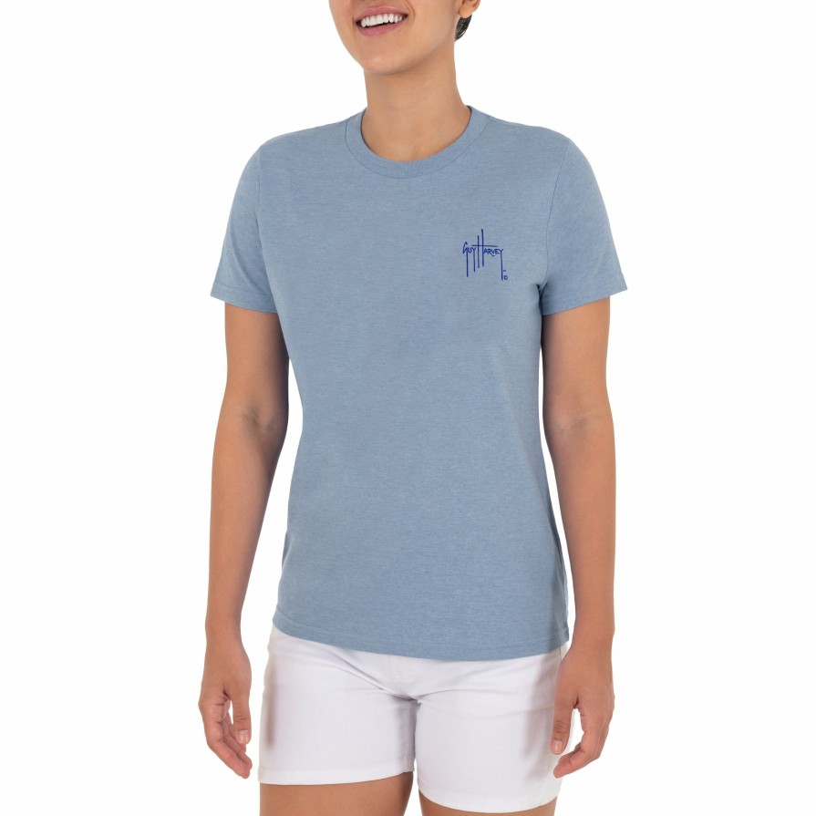 Womens Intradeco T-Shirts & Tank Tops | Ladies Tropical Short Sleeve Blue T-Shirt