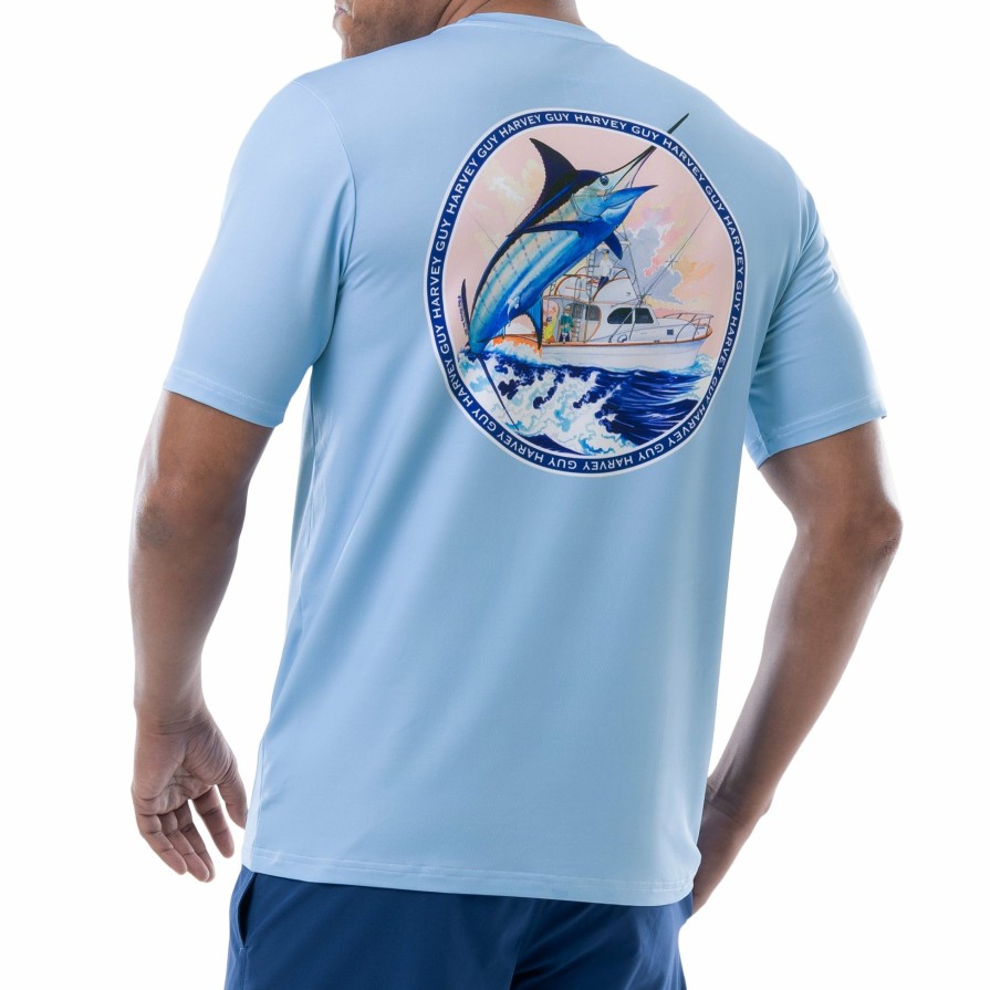 Mens Intradeco Performance Shirts & Hoodies | Men'S Classic Blue Marlin Short Sleeve Performance Shirt