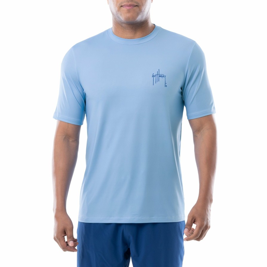 Mens Intradeco Performance Shirts & Hoodies | Men'S Classic Blue Marlin Short Sleeve Performance Shirt