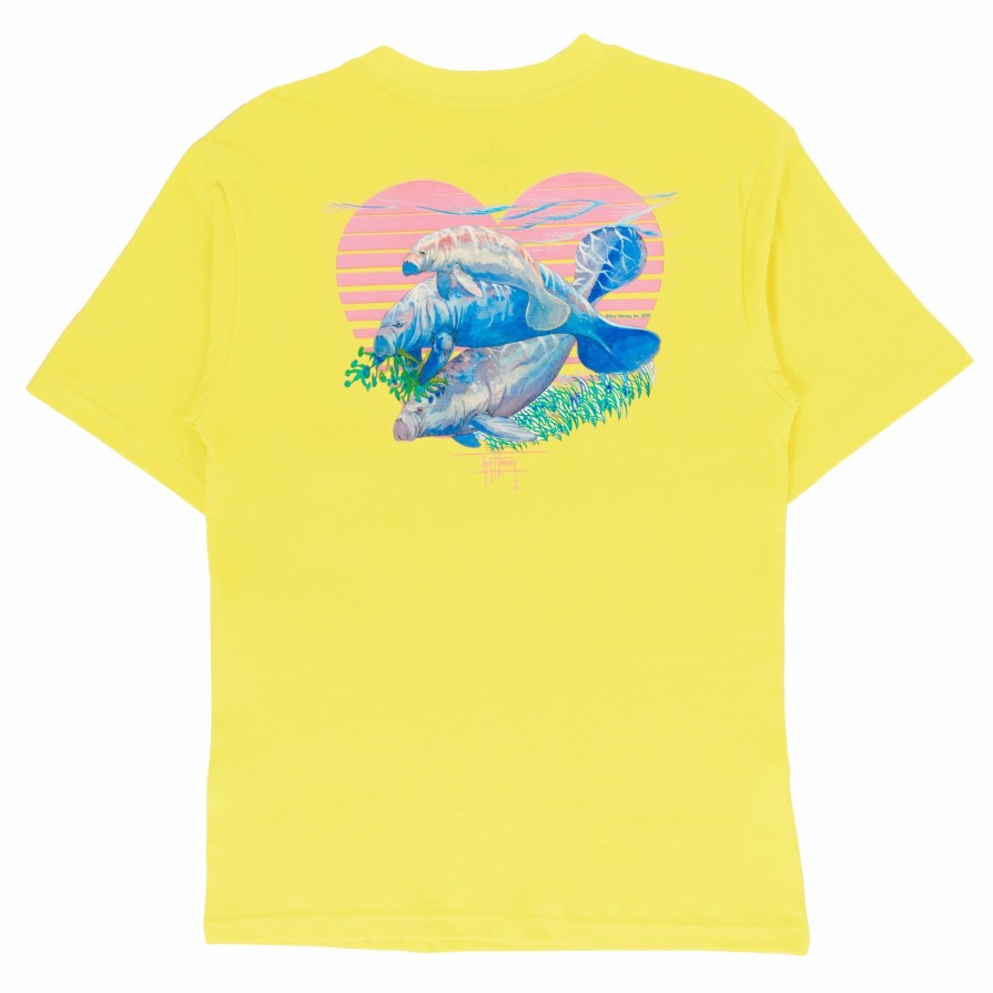 Kids Intradeco | Girl'S Heart Manatees Short Sleeve Yellow T-Shirt