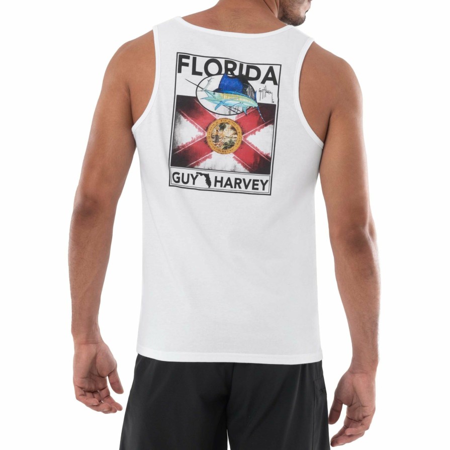 Mens Intradeco T-Shirts & Tank Tops | Men'S Florida Flag White Tank Top