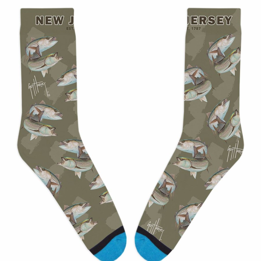 Mens Intradeco Socks | Guy Harvey New Jersey Stripers Socks