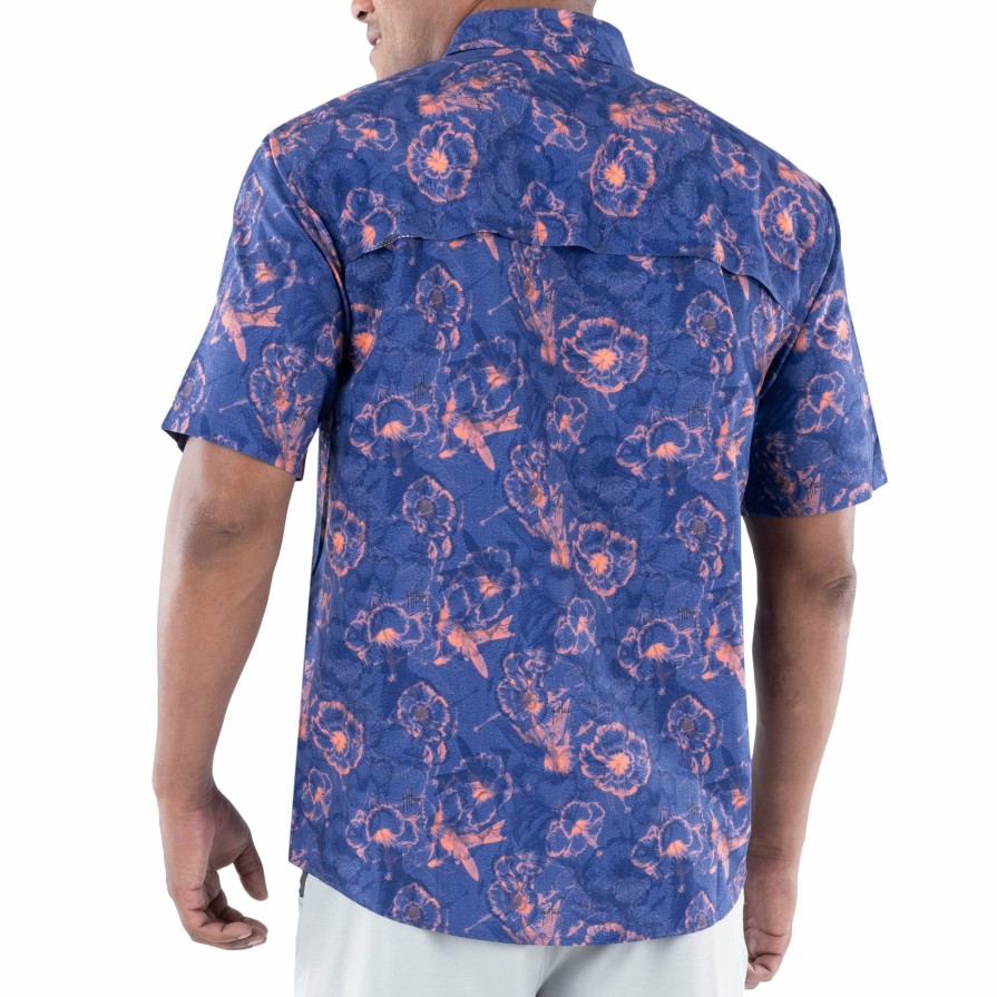 Mens Intradeco Button Down Fishing Shirts | Men'S Hibiscus Heather Performance Fishing Shirt