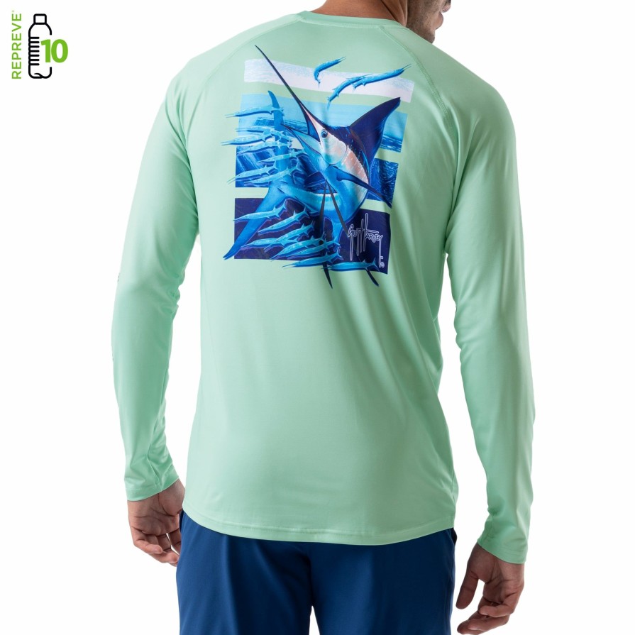 Mens Intradeco Performance Shirts & Hoodies | Men'S Sail Stripes Performance Raglan Sun Protection Top