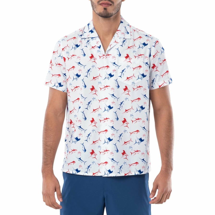 Mens Intradeco Button Down Fishing Shirts | Men'S Gamefish Americana Short Sleeve Fishing Shirt