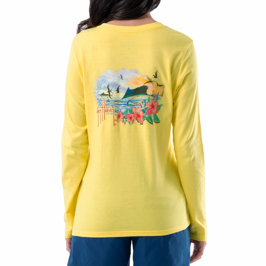 Womens Intradeco T-Shirts & Tank Tops | Ladies Sailfish Rays Long Sleeve V-Neck T-Shirt