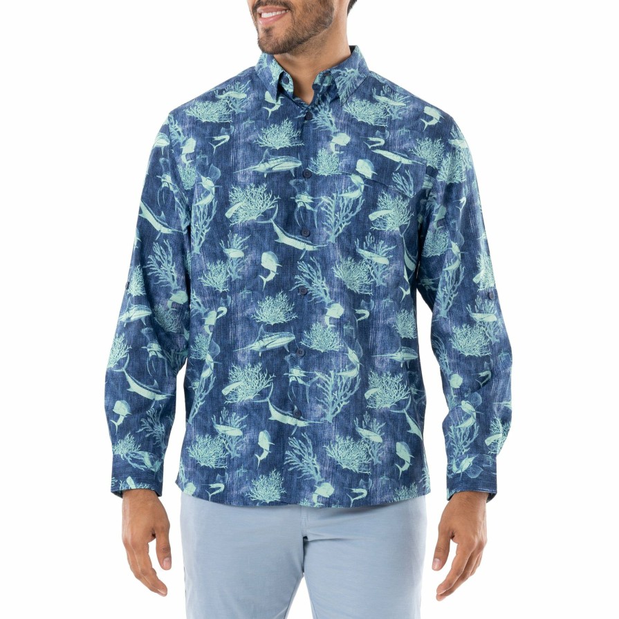 Mens Intradeco Button Down Fishing Shirts | Men'S Denim Shells Long Sleeve Fishing Shirt