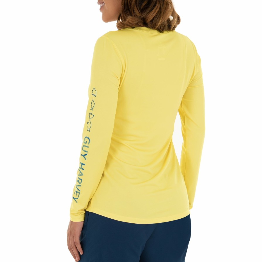 Womens Intradeco Performance Shirts & Hoodies | Ladies Core Solid Yellow Sun Protection Top