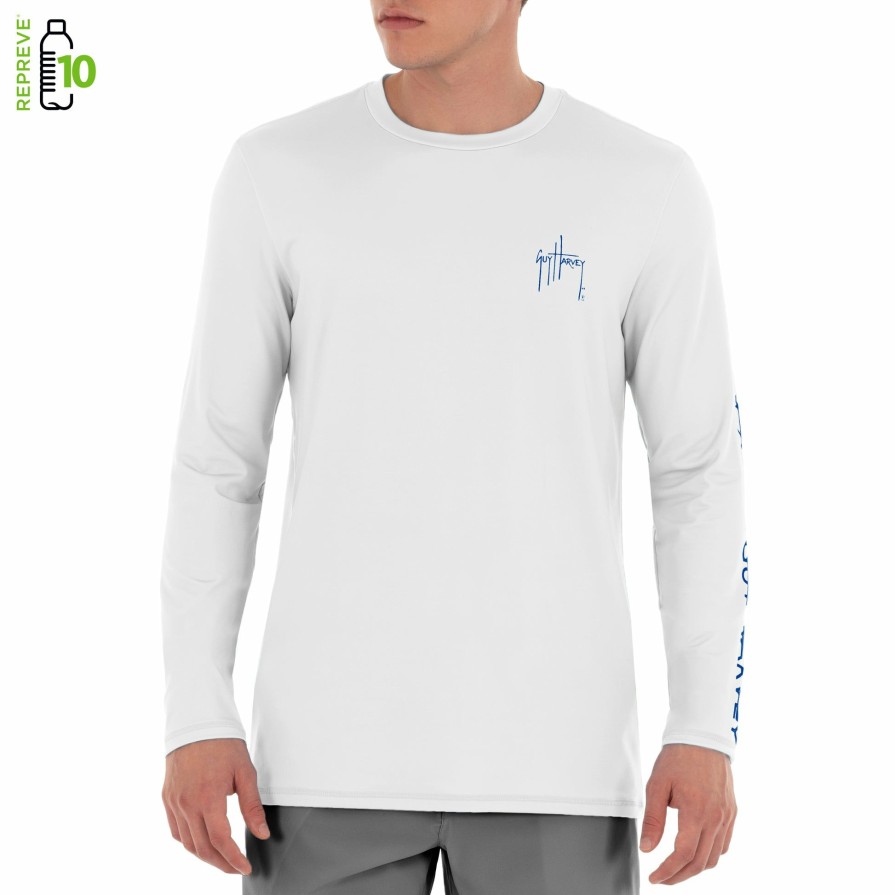 Mens Intradeco Performance Shirts & Hoodies | Mens Core Solid Long Sleeve Sun Protection White Top