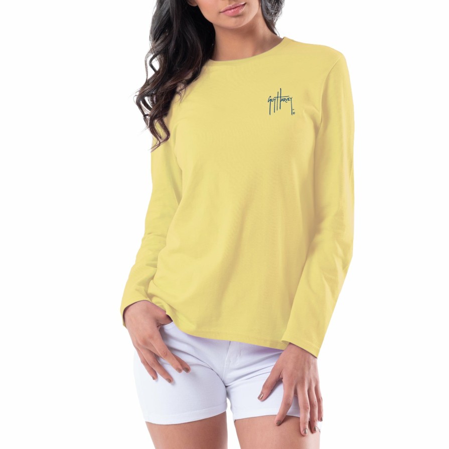 Womens Intradeco T-Shirts & Tank Tops | Ladies Hawksbill Long Sleeve Crew Neck T-Shirt