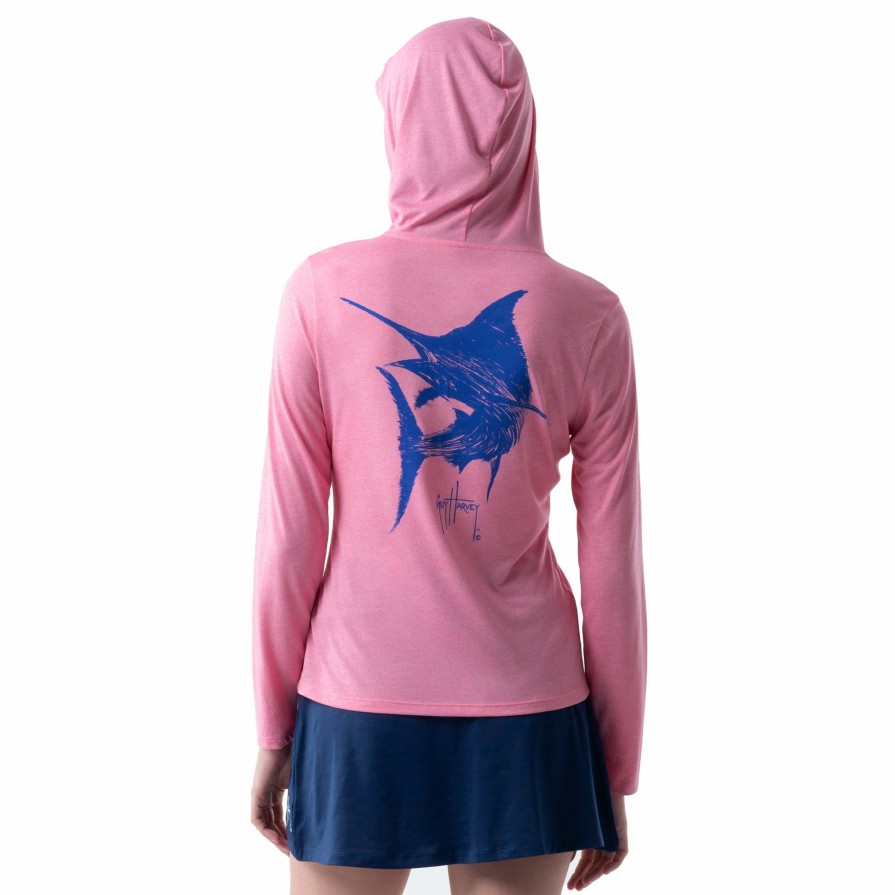 Womens Intradeco Performance Shirts & Hoodies | Ladies Marlin Scribble Performance Hoodie