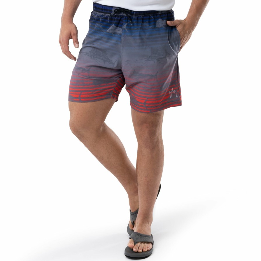 Mens Intradeco Swim Trunks | Men'S Ocean Stripe 7" Volley Swim Trunk