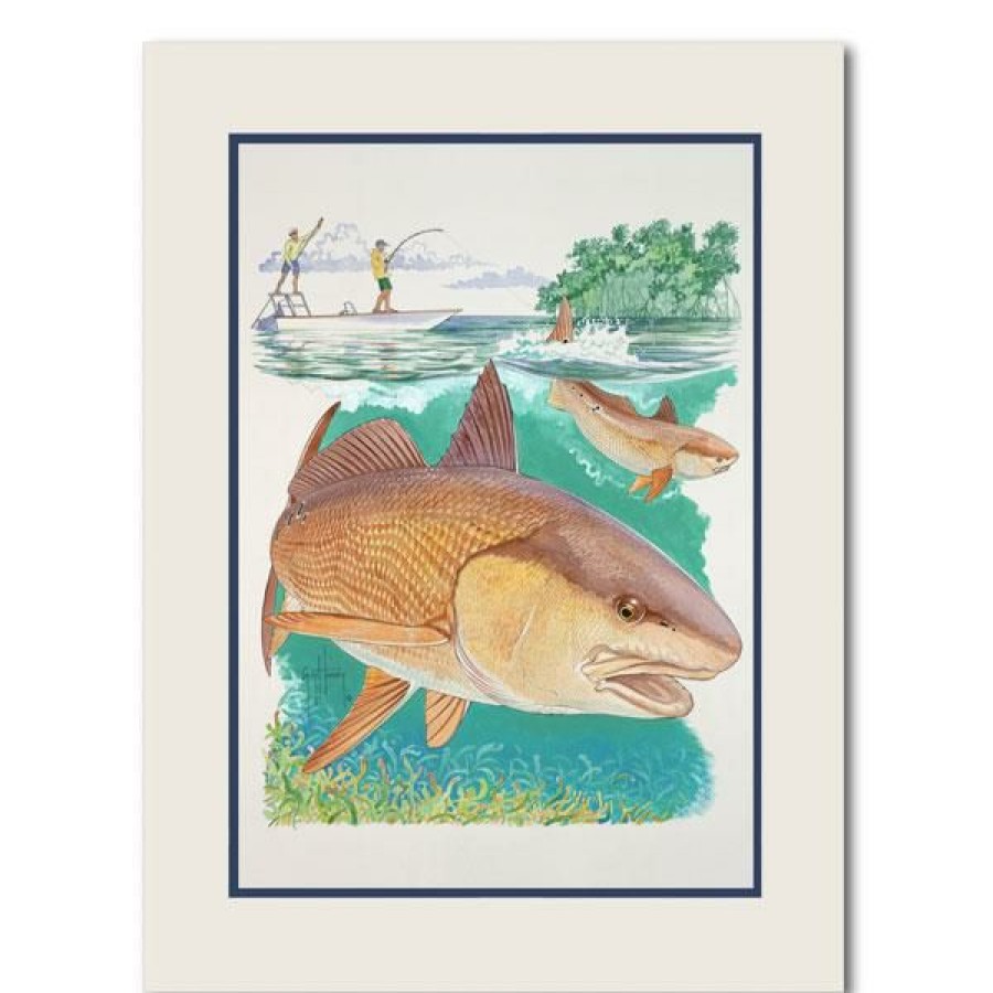 Artwork Intradeco | Redfish W Boat 14X11 Mini Uf