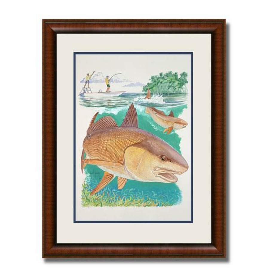 Artwork Intradeco | Redfish With Boat 16X13 Mini Fr