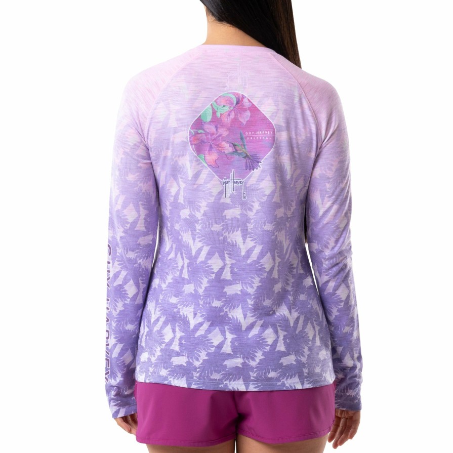 Womens Intradeco Performance Shirts & Hoodies | Ladies Palm Breeze Long Sleeve Raglan Slub Shirt