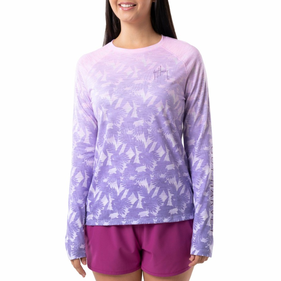 Womens Intradeco Performance Shirts & Hoodies | Ladies Palm Breeze Long Sleeve Raglan Slub Shirt