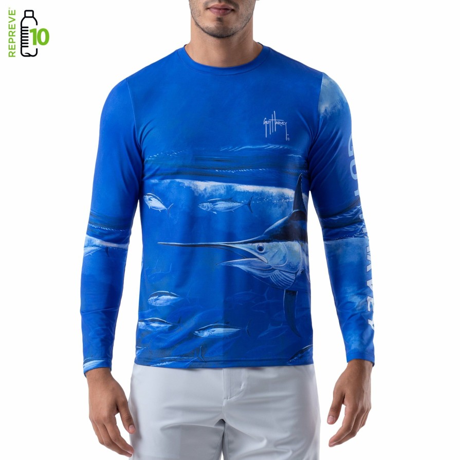 Mens Intradeco Performance Shirts & Hoodies | Men'S Marlin Wrap Long Sleeve Sun Protection Shirt