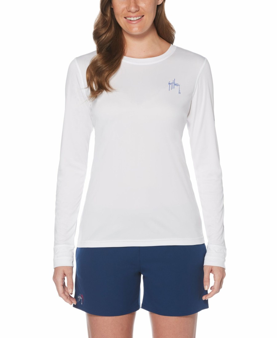 Womens Intradeco Performance Shirts & Hoodies | Ladies Core Solid White Sun Protection Top