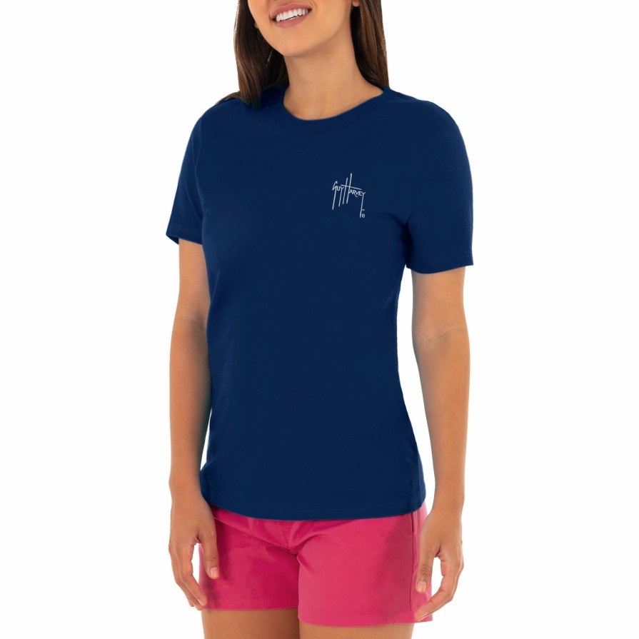 Womens Intradeco T-Shirts & Tank Tops | Ladies Tropic Short Sleeve Navy T-Shirt