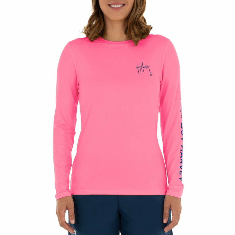 Womens Intradeco Performance Shirts & Hoodies | Ladies Core Solid Pink Sun Protection Top