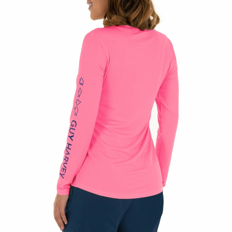 Womens Intradeco Performance Shirts & Hoodies | Ladies Core Solid Pink Sun Protection Top