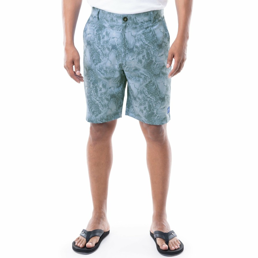 Mens Intradeco Performance Shorts | Mens 9" Ocean Blue Printed Hybrid Short