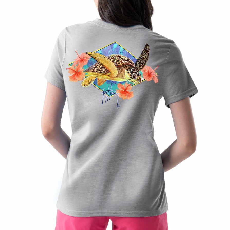 Womens Intradeco T-Shirts & Tank Tops | Ladies Turtle Time Short Sleeve V-Neck T-Shirt