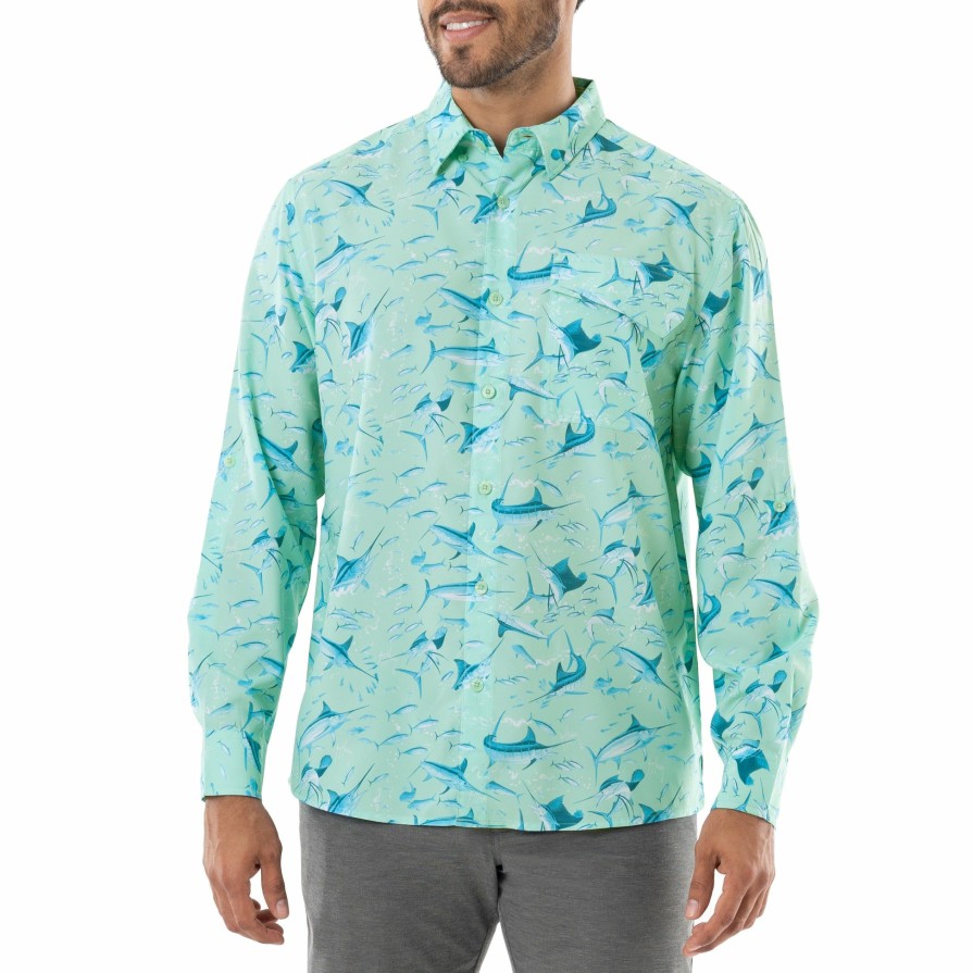 Mens Intradeco Button Down Fishing Shirts | Men'S Tonal Bills Long Sleeve Fishing Shirt