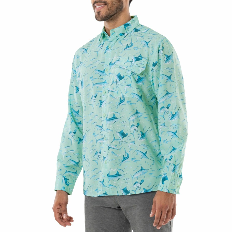 Mens Intradeco Button Down Fishing Shirts | Men'S Tonal Bills Long Sleeve Fishing Shirt