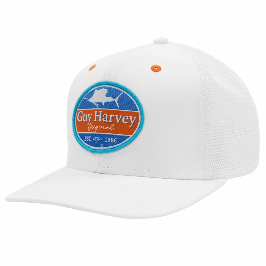 Womens Intradeco Hats & Visors | Ladies White Classic Fin Performance Flex Fitted Trucker Hat