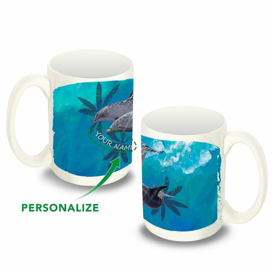 Home & Gifts Intradeco Drinkware | Custom Floral Dolphin Coffee Mug