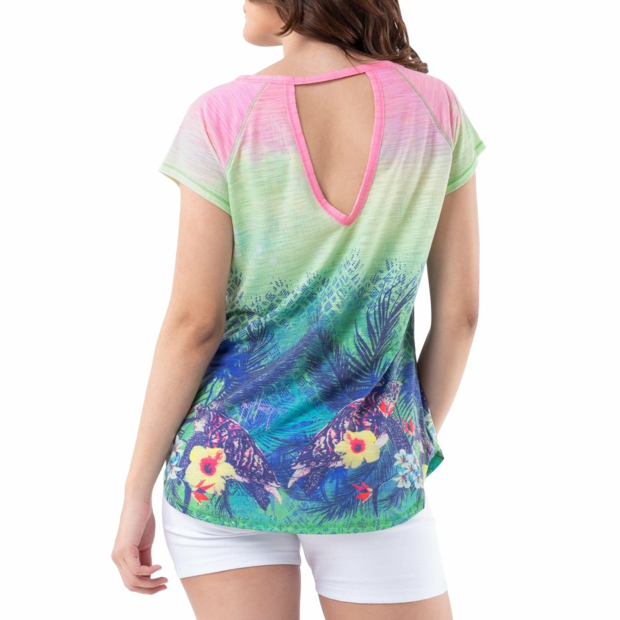 Womens Intradeco Performance Shirts & Hoodies | Ladies Turtle Haven Short Sleeve Poly/Rayon Slub Top