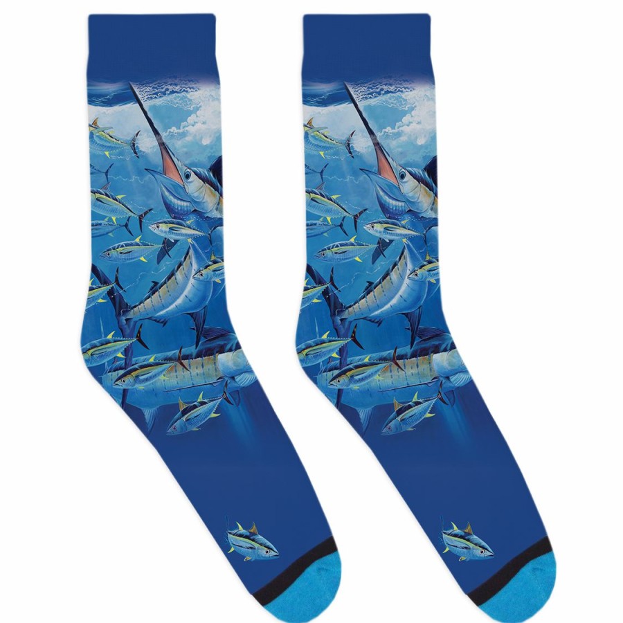 Mens Intradeco Socks | Guy Harvey Blue And Yellow Socks