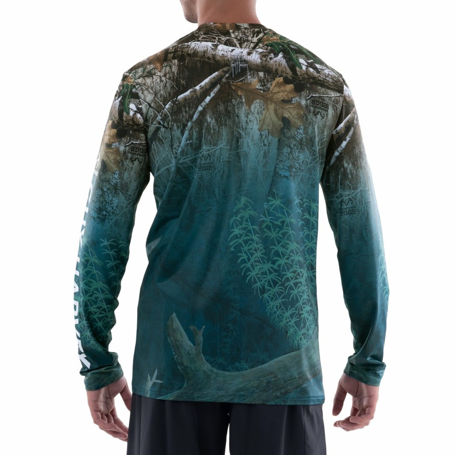 Mens Intradeco Performance Shirts & Hoodies | Men'S Lake Edge Bass Sun Protection Long Sleeve Shirt Major Brown