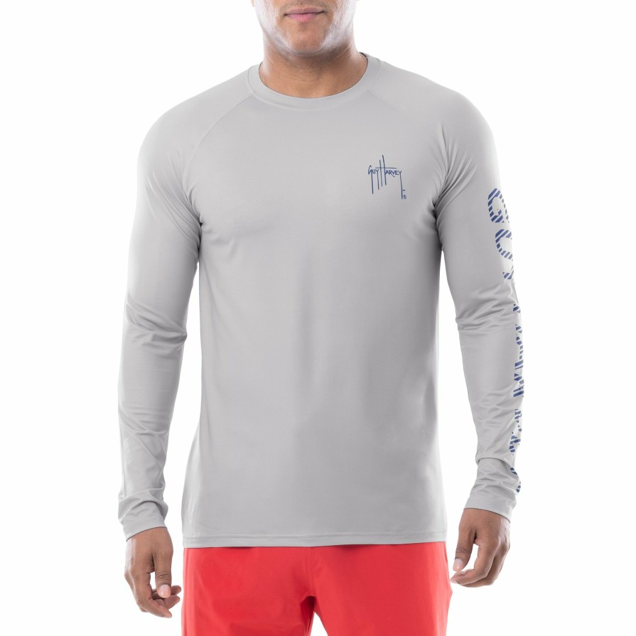 Mens Intradeco Performance Shirts & Hoodies | Men'S Patriotic Billfish Long Sleeve Performance Shirt