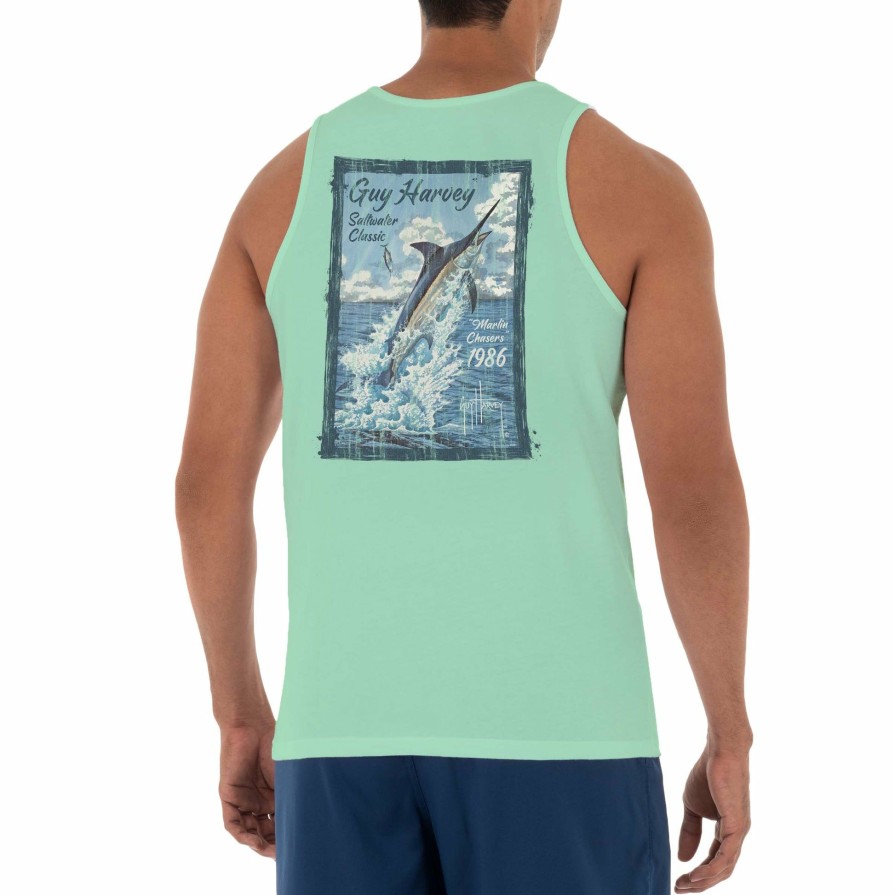 Mens Intradeco T-Shirts & Tank Tops | Men'S Marlin Chaser Green Tank Top