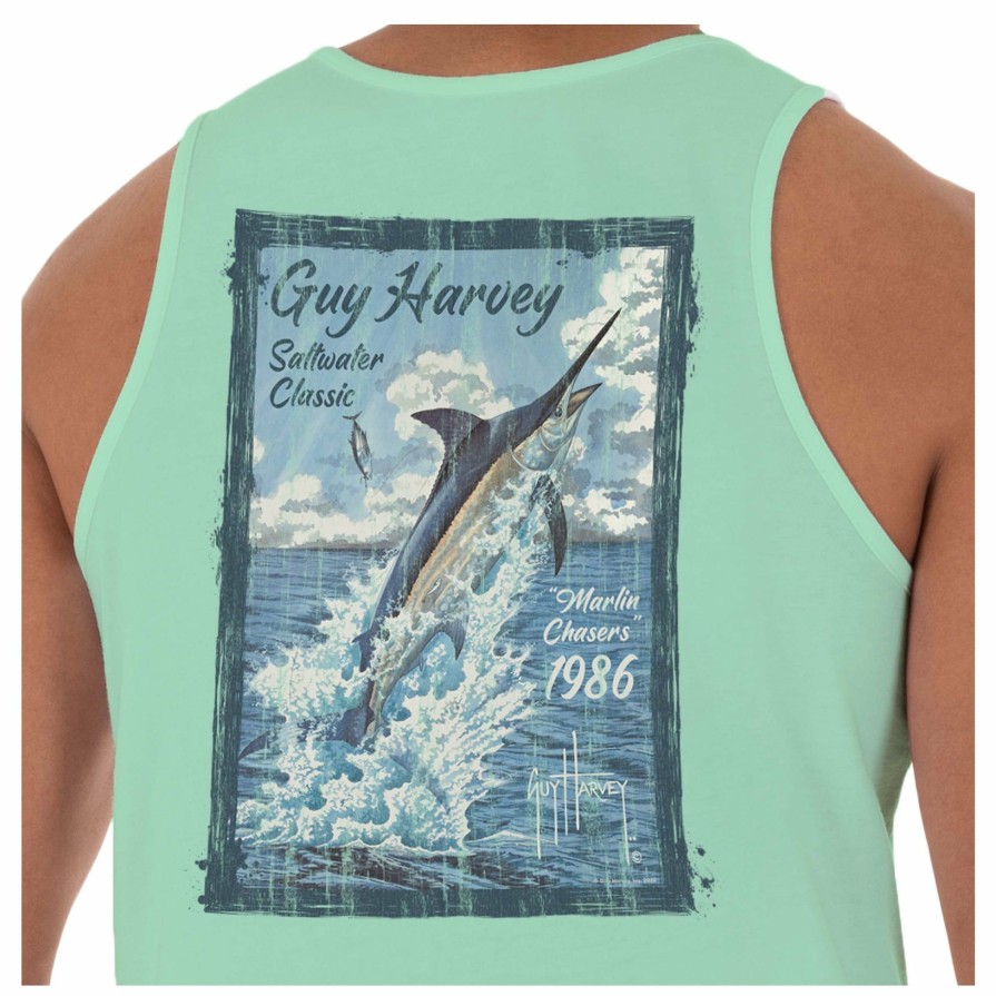 Mens Intradeco T-Shirts & Tank Tops | Men'S Marlin Chaser Green Tank Top