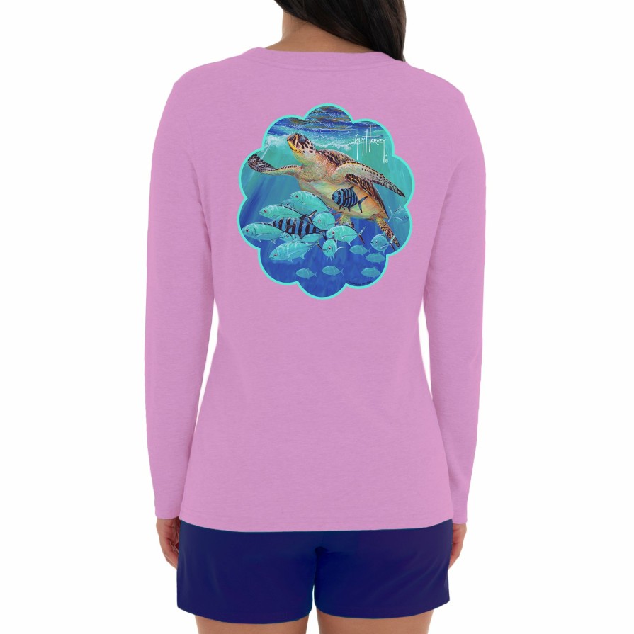 Womens Intradeco T-Shirts & Tank Tops | Ladies Hawksbill Long Sleeve Crew Neck T-Shirt