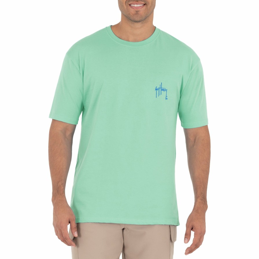 Mens Intradeco T-Shirts & Tank Tops | Men'S Sunset Sailfish Short Sleeve Green T-Shirt