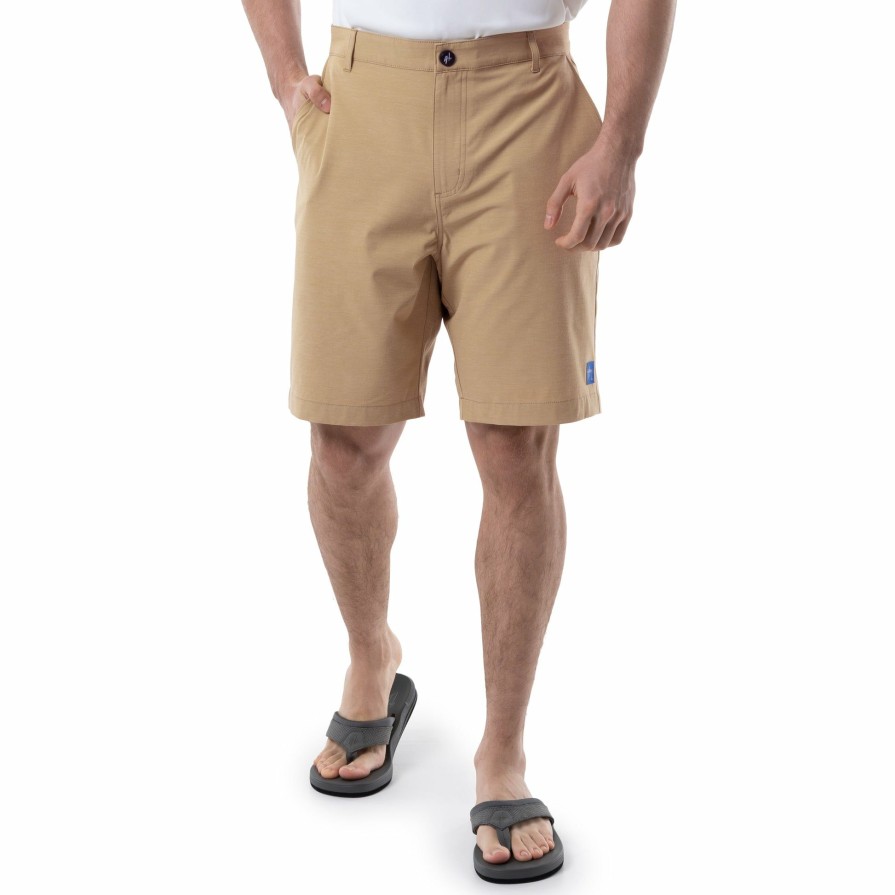 Mens Intradeco Performance Shorts | Men'S Khaki Performance Hybrid Short 4-Way Stretch