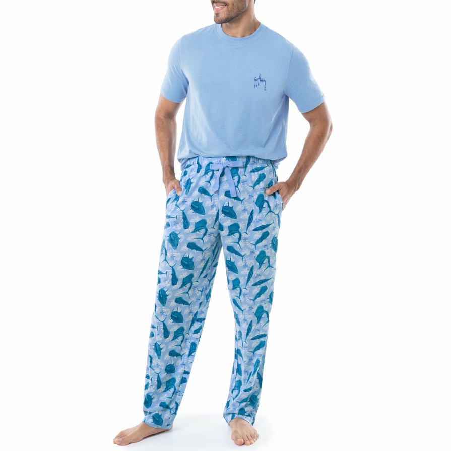 Mens Intradeco Sleepwear | Men'S Offshore Hawaiian Knit Sleep Pant + T-Shirt Bundle