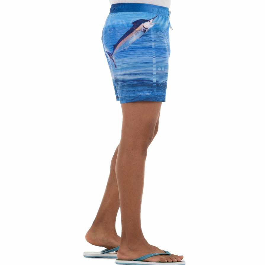 Mens Intradeco Swim Trunks | Men'S Fish On The Side 5" Volley Swim Trunk