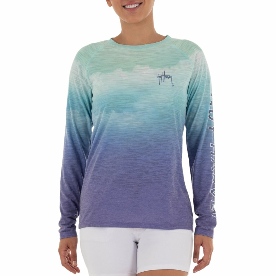 Womens Intradeco Performance Shirts & Hoodies | Ladies Jumping Sailfish Long Sleeve Purple Slub Raglan Tee